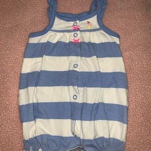 Blue and White Stripes Romper